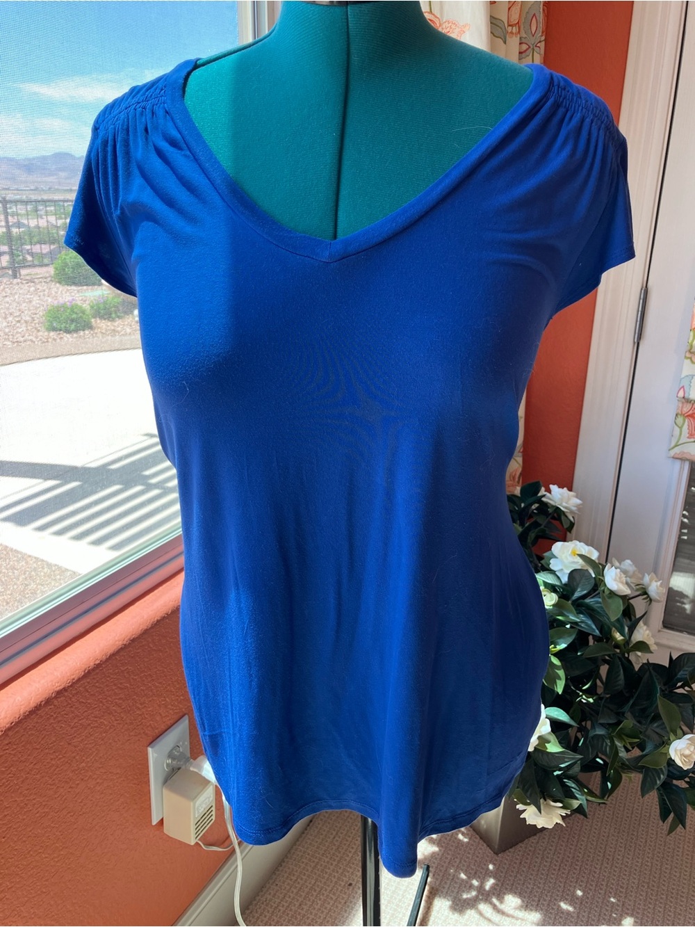 Super Soft by Torrid Blue Knit V Neck Blouse w/ Ruffle Sleeve Details 0